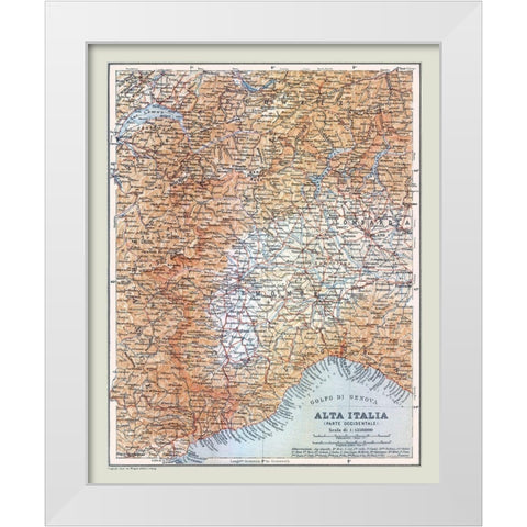 Northwestern Italy - Bertarelli 1914 White Modern Wood Framed Art Print by Bertarelli