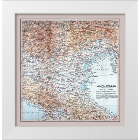 Northeastern Italy - Bertarelli 1914 White Modern Wood Framed Art Print by Bertarelli