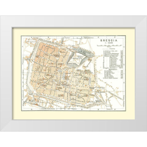Brescia Italy - Bertarelli 1914 White Modern Wood Framed Art Print by Bertarelli