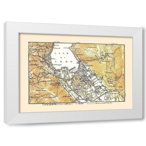 Province of Como Italy - Bertarelli 1914 White Modern Wood Framed Art Print by Bertarelli