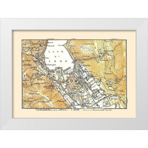 Province of Como Italy - Bertarelli 1914 White Modern Wood Framed Art Print by Bertarelli