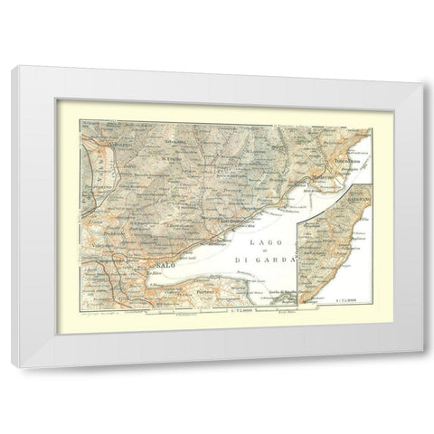 Western Lake Garda Region Italy - Bertarelli 1914 White Modern Wood Framed Art Print by Bertarelli