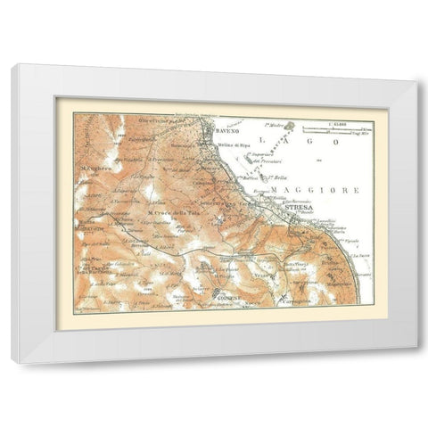 Lake Maggiore Northern Italy - Bertarelli 1914 White Modern Wood Framed Art Print by Bertarelli