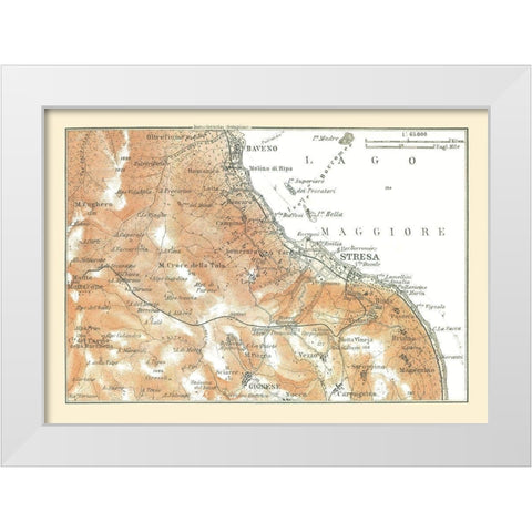 Lake Maggiore Northern Italy - Bertarelli 1914 White Modern Wood Framed Art Print by Bertarelli