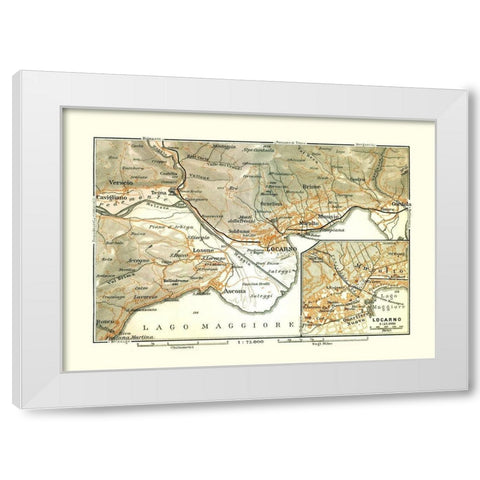 Locarno Region Italy - Bertarelli 1914 White Modern Wood Framed Art Print by Bertarelli