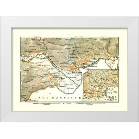 Locarno Region Italy - Bertarelli 1914 White Modern Wood Framed Art Print by Bertarelli