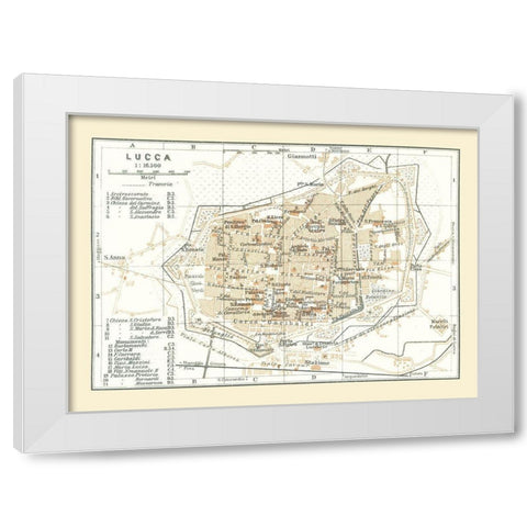 Lucca Italy - Bertarelli 1914 White Modern Wood Framed Art Print by Bertarelli