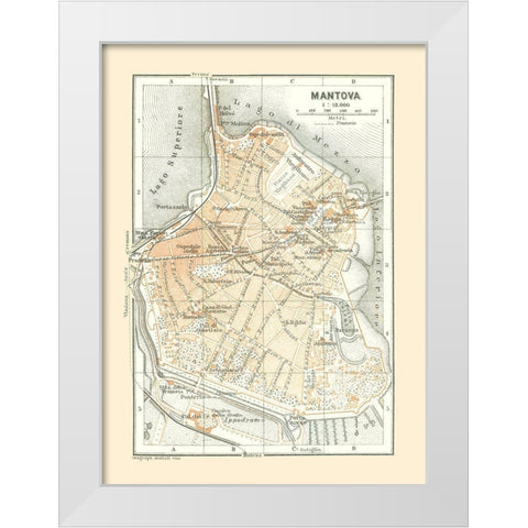Mantova Italy - Bertarelli 1914 White Modern Wood Framed Art Print by Bertarelli