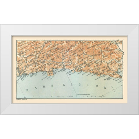 Ligurian Sea Genova La Spezia Italy White Modern Wood Framed Art Print by Bertarelli