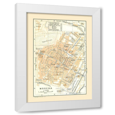 Modena Italy - Bertarelli 1914 White Modern Wood Framed Art Print by Bertarelli