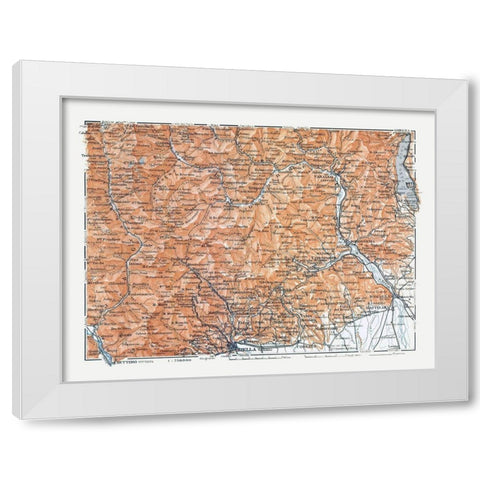 Northern Biella Region Italy - Bertarelli 1914 White Modern Wood Framed Art Print by Bertarelli