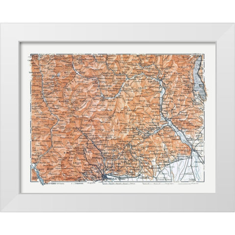 Northern Biella Region Italy - Bertarelli 1914 White Modern Wood Framed Art Print by Bertarelli