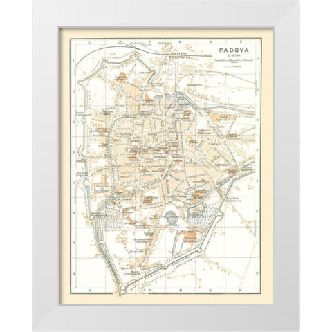 Padua Italy - Bertarelli 1914 White Modern Wood Framed Art Print by Bertarelli