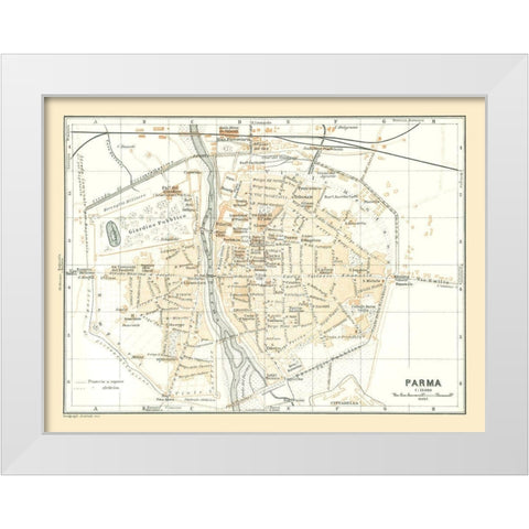Parma Italy - Bertarelli 1914 White Modern Wood Framed Art Print by Bertarelli