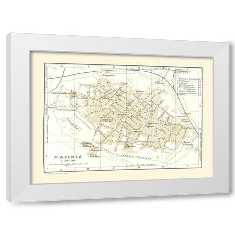 Piacenza Italy - Bertarelli 1914 White Modern Wood Framed Art Print by Bertarelli