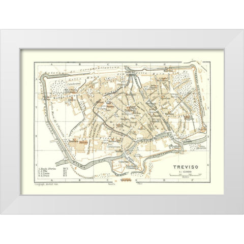 Treviso Italy - Bertarelli 1914 White Modern Wood Framed Art Print by Bertarelli