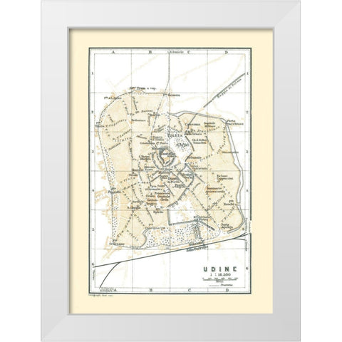 Udine Italy - Bertarelli 1914 White Modern Wood Framed Art Print by Bertarelli