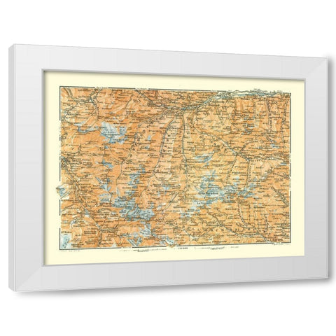Mountains France Italy - Bertarelli 1914 White Modern Wood Framed Art Print by Bertarelli