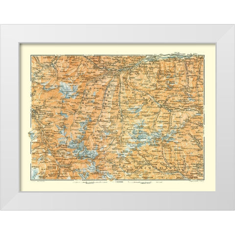 Mountains France Italy - Bertarelli 1914 White Modern Wood Framed Art Print by Bertarelli