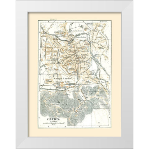 Vicenza Italy - Bertarelli 1914 White Modern Wood Framed Art Print by Bertarelli