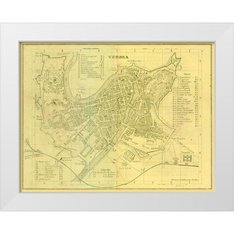 Verona Italy - Muggiani 1865  White Modern Wood Framed Art Print by Muggiani