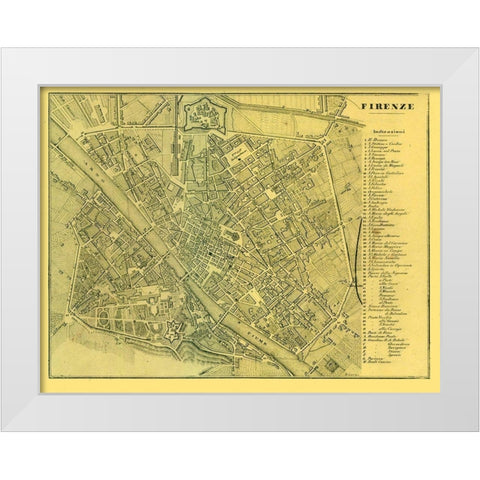 Firenze Italy - Muggiani 1865  White Modern Wood Framed Art Print by Muggiani