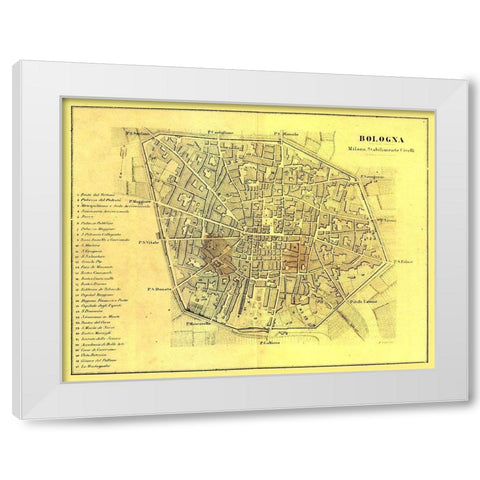 Bologna Italy - Muggiani 1865  White Modern Wood Framed Art Print by Muggiani