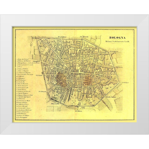 Bologna Italy - Muggiani 1865  White Modern Wood Framed Art Print by Muggiani