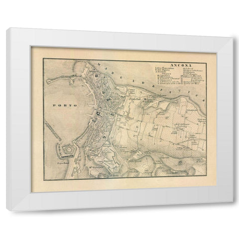 Ancona Italy - Castro 1870  White Modern Wood Framed Art Print by Castro