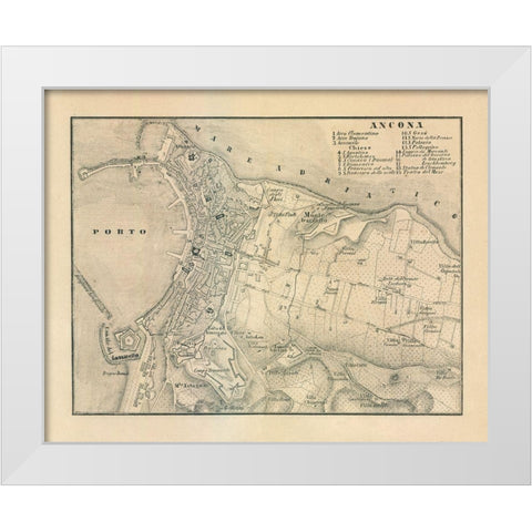 Ancona Italy - Castro 1870  White Modern Wood Framed Art Print by Castro
