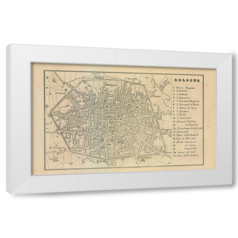 Bologna Italy - Castro 1870  White Modern Wood Framed Art Print by Castro