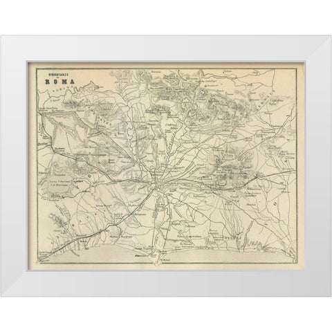 Roma Italy - Castro 1870  White Modern Wood Framed Art Print by Castro