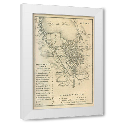 Como Italy - Castro 1870  White Modern Wood Framed Art Print by Castro
