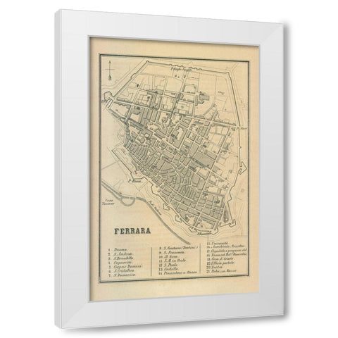 Ferrara Italy - Castro 1870  White Modern Wood Framed Art Print by Castro