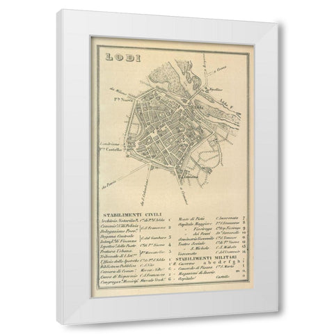 Lodi Italy - Castro 1870  White Modern Wood Framed Art Print by Castro