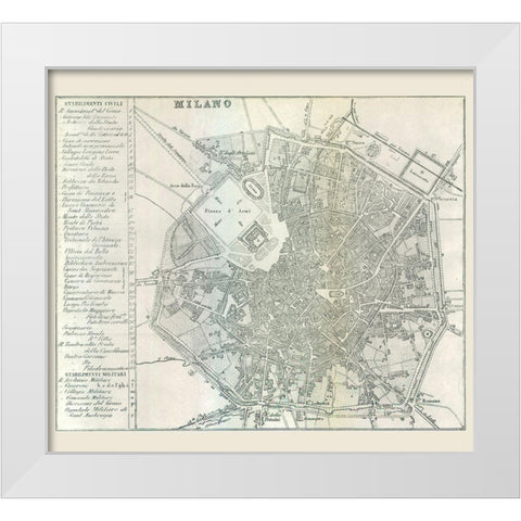 Milano Italy - Castro 1870  White Modern Wood Framed Art Print by Castro