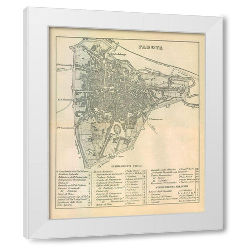 Padova Italy - Castro 1870  White Modern Wood Framed Art Print by Castro