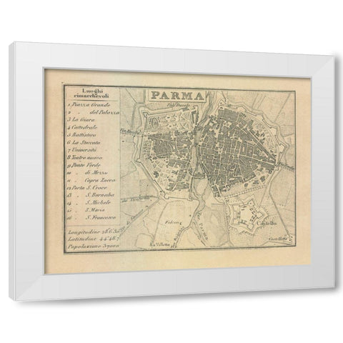 Parma Italy - Castro 1870  White Modern Wood Framed Art Print by Castro