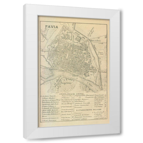 Pavia Italy - Castro 1870  White Modern Wood Framed Art Print by Castro
