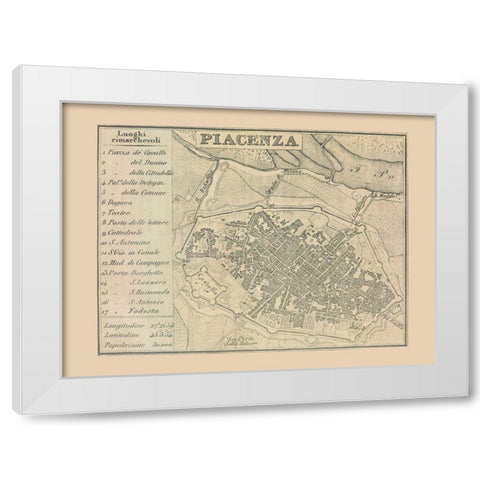 Piacenza Italy - Castro 1870  White Modern Wood Framed Art Print by Castro