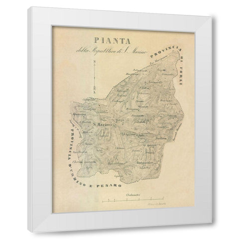 Pianta Italy - Castro 1870  White Modern Wood Framed Art Print by Castro