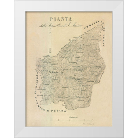 Pianta Italy - Castro 1870  White Modern Wood Framed Art Print by Castro