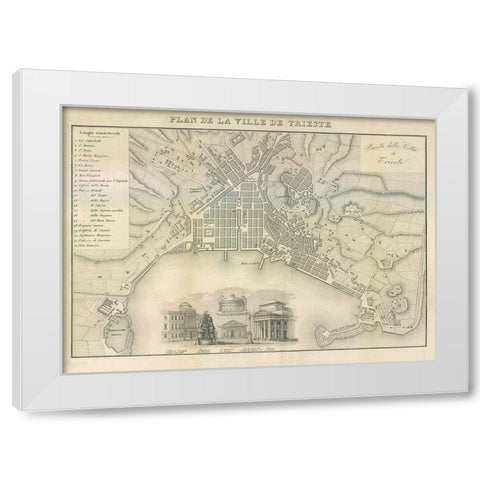Trieste Italy - Castro 1870  White Modern Wood Framed Art Print by Castro
