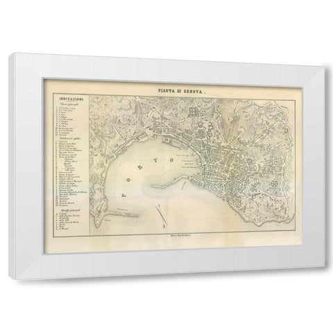 Genova Italy - Castro 1870  White Modern Wood Framed Art Print by Castro