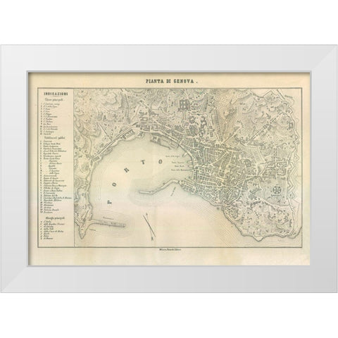 Genova Italy - Castro 1870  White Modern Wood Framed Art Print by Castro