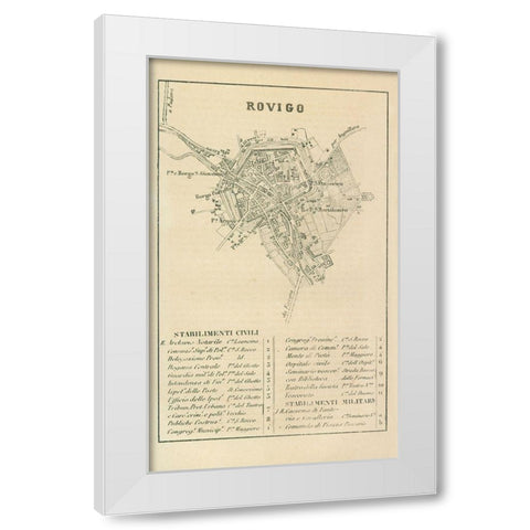 Rovigo Italy - Castro 1870  White Modern Wood Framed Art Print by Castro