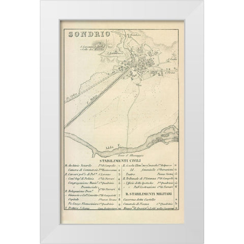 Sondrio Italy - Castro 1870  White Modern Wood Framed Art Print by Castro