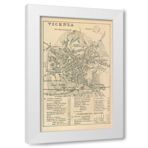 Vicenza Italy - Castro 1870  White Modern Wood Framed Art Print by Castro