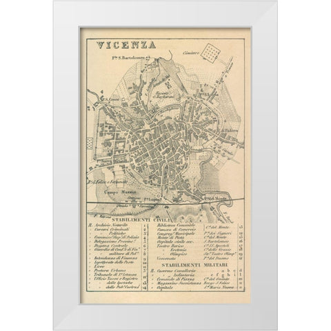Vicenza Italy - Castro 1870  White Modern Wood Framed Art Print by Castro