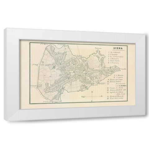 Siena Italy - Castro 1870  White Modern Wood Framed Art Print by Castro